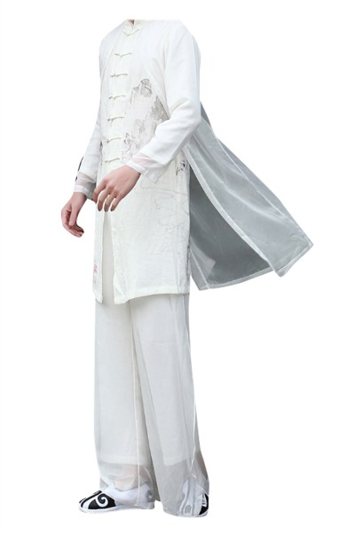 Custom made cotton linen long shirt men's Han suit Tang suit meditation suit Chinese style linen men's suit ancient costume ancient fairy airway robe Kung Fu SHIRT CREW drama suit hand-painted Tang suit SKF004 back view